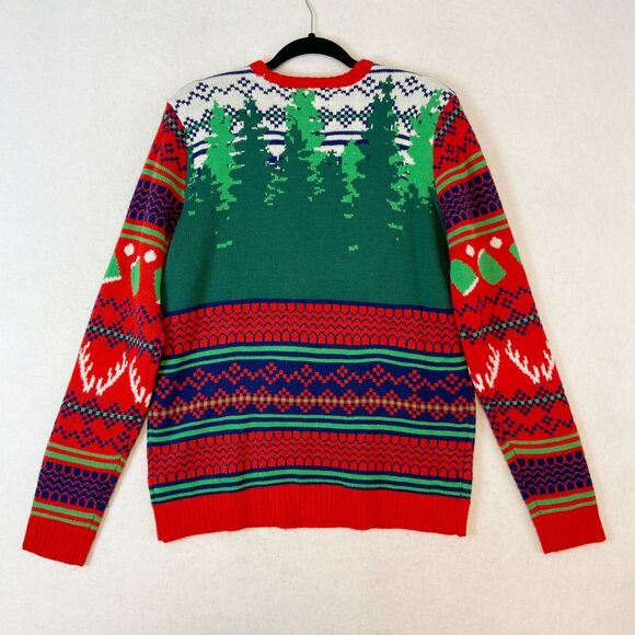 Blizzard Bay Ugly Christmas Sweater Men's Medium Reindeer Beer Holder Drinking - Picture 3 of 7